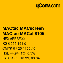 颜色代码: MACtac MACscreen - MACtac MACal 8105 | qconv.com