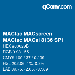 Code couleur: MACtac MACscreen - MACtac MACal 8136 SP1 | qconv.com