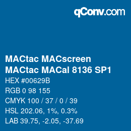 颜色代码: MACtac MACscreen - MACtac MACal 8136 SP1 | qconv.com