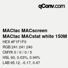 Farbcode: MACtac MACscreen - MACtac MACstat white 150M | qconv.com