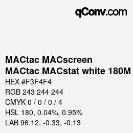 カラーコード: MACtac MACscreen - MACtac MACstat white 180M | qconv.com