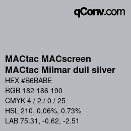 Farbcode: MACtac MACscreen - MACtac Milmar dull silver | qconv.com