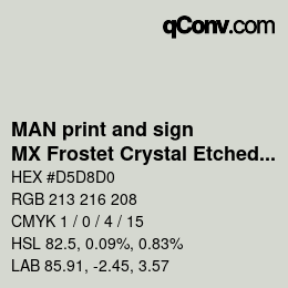 Code couleur: MAN print and sign - MX Frostet Crystal Etched Glass | qconv.com