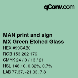 Código de color: MAN print and sign - MX Green Etched Glass | qconv.com