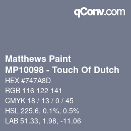 Farbcode: Matthews Paint - MP10098 - Touch Of Dutch | qconv.com