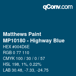 Farbcode: Matthews Paint - MP10180 - Highway Blue | qconv.com