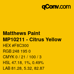 Código de color: Matthews Paint - MP10211 - Citrus Yellow | qconv.com