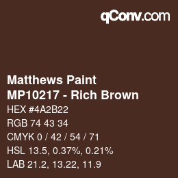 Color code: Matthews Paint - MP10217 - Rich Brown | qconv.com