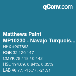 Color code: Matthews Paint - MP10230 - Navajo Turquoise | qconv.com