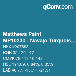 Color code: Matthews Paint - MP10230 - Navajo Turquoise | qconv.com