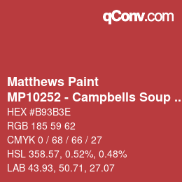 Código de color: Matthews Paint - MP10252 - Campbells Soup Red | qconv.com