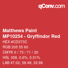 Farbcode: Matthews Paint - MP10254 - Gryffindor Red | qconv.com
