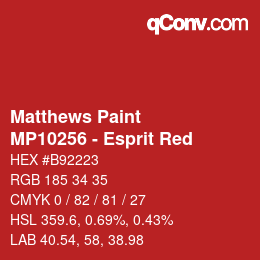 Color code: Matthews Paint - MP10256 - Esprit Red | qconv.com