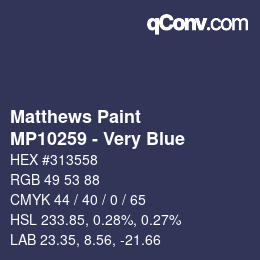Code couleur: Matthews Paint - MP10259 - Very Blue | qconv.com