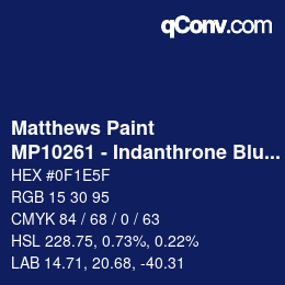 Código de color: Matthews Paint - MP10261 - Indanthrone Blue | qconv.com