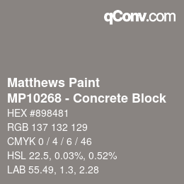 Code couleur: Matthews Paint - MP10268 - Concrete Block | qconv.com