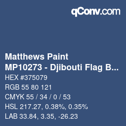 Code couleur: Matthews Paint - MP10273 - Djibouti Flag Blue | qconv.com
