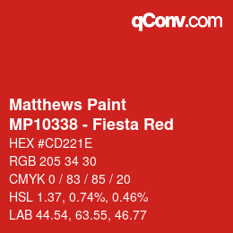 カラーコード: Matthews Paint - MP10338 - Fiesta Red | qconv.com