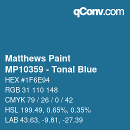Code couleur: Matthews Paint - MP10359 - Tonal Blue | qconv.com