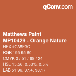 Color code: Matthews Paint - MP10429 - Orange Nature | qconv.com