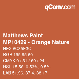 Color code: Matthews Paint - MP10429 - Orange Nature | qconv.com