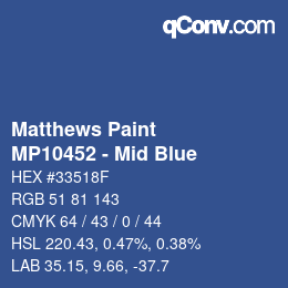 Color code: Matthews Paint - MP10452 - Mid Blue | qconv.com