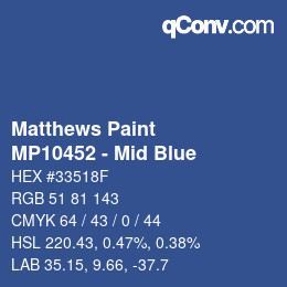 Code couleur: Matthews Paint - MP10452 - Mid Blue | qconv.com