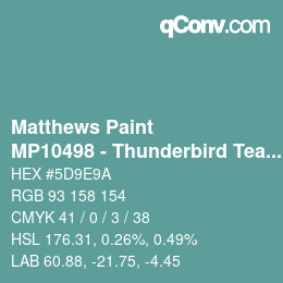 Color code: Matthews Paint - MP10498 - Thunderbird Teal | qconv.com