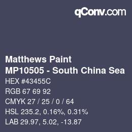 カラーコード: Matthews Paint - MP10505 - South China Sea | qconv.com