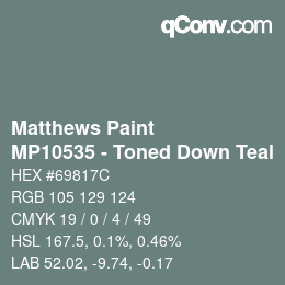 Color code: Matthews Paint - MP10535 - Toned Down Teal | qconv.com