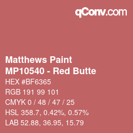 カラーコード: Matthews Paint - MP10540 - Red Butte | qconv.com