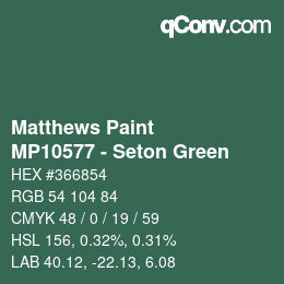 Código de color: Matthews Paint - MP10577 - Seton Green | qconv.com