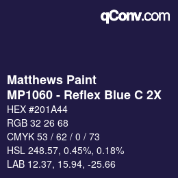 Color code: Matthews Paint - MP1060 - Reflex Blue C 2X | qconv.com