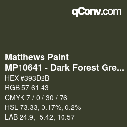 Code couleur: Matthews Paint - MP10641 - Dark Forest Green | qconv.com