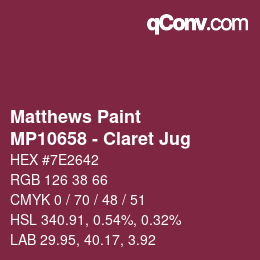 Color code: Matthews Paint - MP10658 - Claret Jug | qconv.com