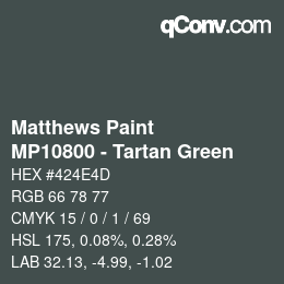 Farbcode: Matthews Paint - MP10800 - Tartan Green | qconv.com
