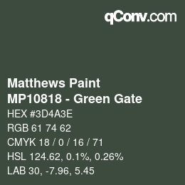 Color code: Matthews Paint - MP10818 - Green Gate | qconv.com