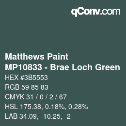 Color code: Matthews Paint - MP10833 - Brae Loch Green | qconv.com