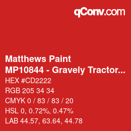 カラーコード: Matthews Paint - MP10844 - Gravely Tractor Red | qconv.com