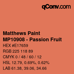 Color code: Matthews Paint - MP10908 - Passion Fruit | qconv.com