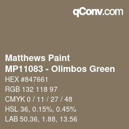 Code couleur: Matthews Paint - MP11083 - Olimbos Green | qconv.com