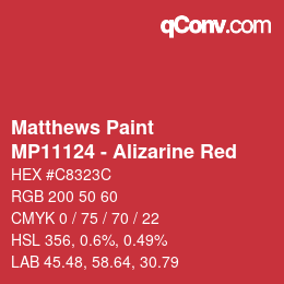 カラーコード: Matthews Paint - MP11124 - Alizarine Red | qconv.com
