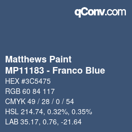 カラーコード: Matthews Paint - MP11183 - Franco Blue | qconv.com