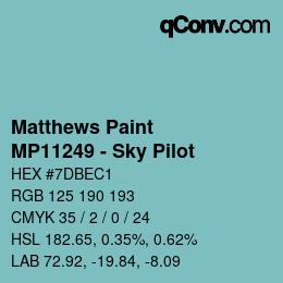 Código de color: Matthews Paint - MP11249 - Sky Pilot | qconv.com