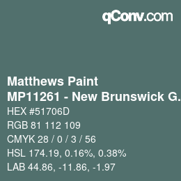 Código de color: Matthews Paint - MP11261 - New Brunswick Green | qconv.com