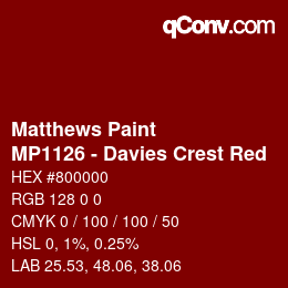 Color code: Matthews Paint - MP1126 - Davies Crest Red | qconv.com