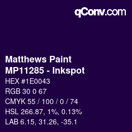 Código de color: Matthews Paint - MP11285 - Inkspot | qconv.com