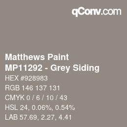Código de color: Matthews Paint - MP11292 - Grey Siding | qconv.com