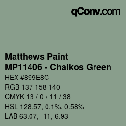 Color code: Matthews Paint - MP11406 - Chalkos Green | qconv.com