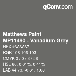 Color code: Matthews Paint - MP11490 - Vanadium Grey | qconv.com